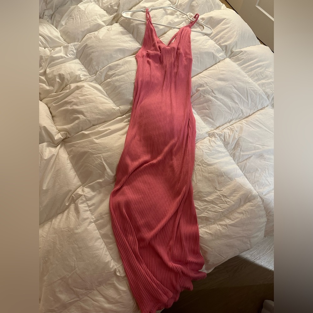 Bloomingdales pink tight tie-back/backless dress